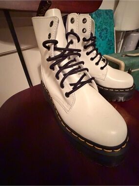 Dr. Martens Jadon White Platform Combat Boots W6